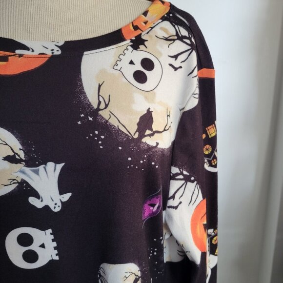 Halloween Pumpkin Tunic Tops T-Shirt Skull Ghost Moon (Size: Large) - Picture 10 of 14